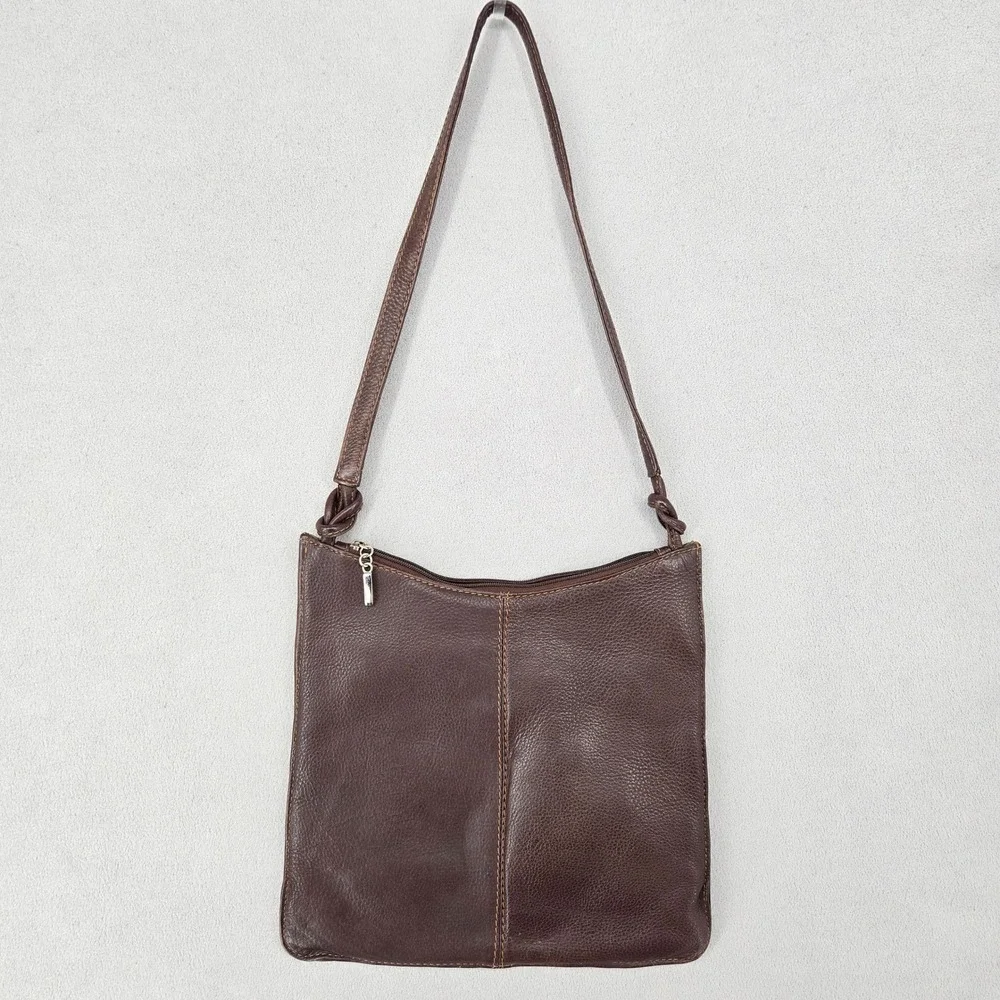 Brown Genuine Leather Crossbody Bag Adjustable Strap Distressed Vintage